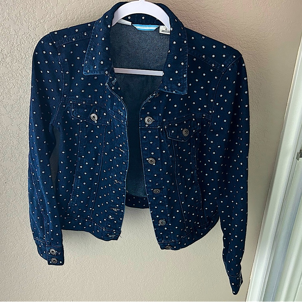 Liz Claiborne Polka-Dot Navy Denim jacket